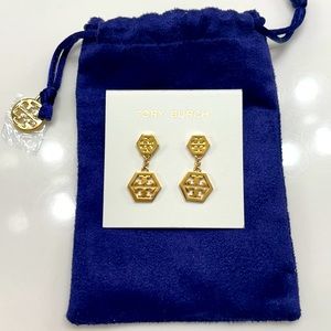 Tory Burch Hex Logo Drop Earrings